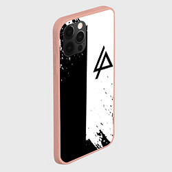 Чехол для iPhone 12 Pro Max Linkin park краски чёрнобелый, цвет: 3D-светло-розовый — фото 2