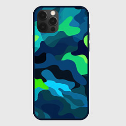 Чехол для iPhone 12 Pro Max Яркий неоновый зеленый классический камуфляж, цвет: 3D-черный
