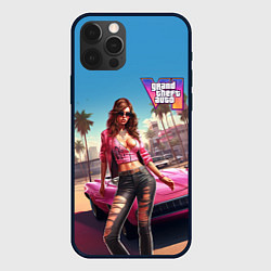 Чехол для iPhone 12 Pro Max GTA 6 girl logo, цвет: 3D-черный