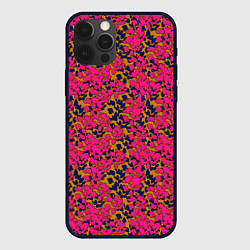 Чехол для iPhone 12 Pro Max Взаимосвязанные листочки, розового жёлтого и синег, цвет: 3D-черный