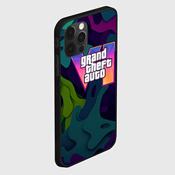 Чехол для iPhone 12 Pro Max GTA 6 logo яркий неоновый камуфляжный стиль, цвет: 3D-черный — фото 2