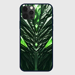 Чехол для iPhone 12 Pro Max Зелёные кристаллы и камень, цвет: 3D-черный