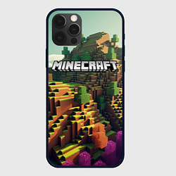 Чехол для iPhone 12 Pro Max Minecraft logo карты, цвет: 3D-черный