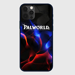Чехол для iPhone 12 Pro Max Palworld логотип на черном и фиолетовом абстракте, цвет: 3D-черный