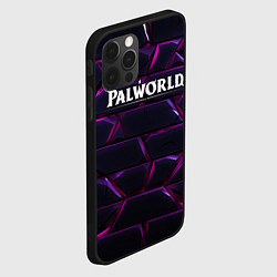 Чехол для iPhone 12 Pro Max Palworld логотип фиолетовые яркие плиты, цвет: 3D-черный — фото 2