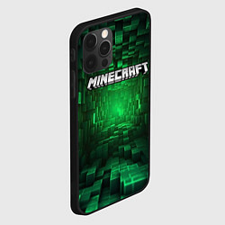 Чехол для iPhone 12 Pro Max Minecraft logo зеленые плитки, цвет: 3D-черный — фото 2