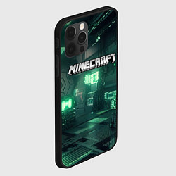 Чехол для iPhone 12 Pro Max Minecraft logo в стиле киберпанк, цвет: 3D-черный — фото 2