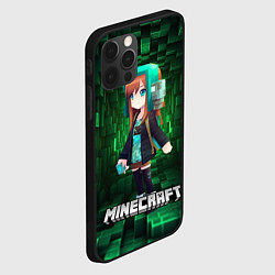 Чехол для iPhone 12 Pro Max Minecraft девушка в зеленом мире, цвет: 3D-черный — фото 2