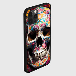 Чехол для iPhone 12 Pro Max Яркие цветы и череп, цвет: 3D-черный — фото 2