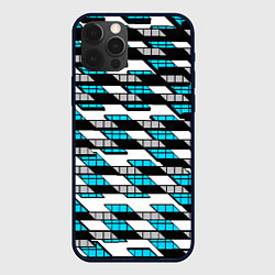 Чехол iPhone 12 Pro Max Синие треугольники и квадраты на белом фоне