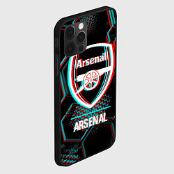 Чехол для iPhone 12 Pro Max Arsenal FC в стиле glitch на темном фоне, цвет: 3D-черный — фото 2