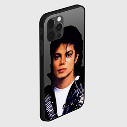 Чехол для iPhone 12 Pro Max Майкл Джексон с автографом на сером фоне, цвет: 3D-черный — фото 2