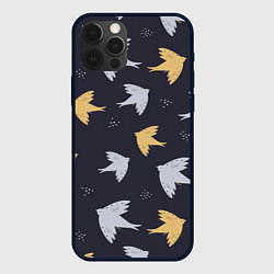 Чехол для iPhone 12 Pro Max Узор с птицами, цвет: 3D-черный