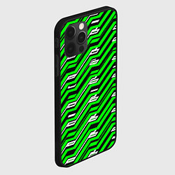 Чехол для iPhone 12 Pro Max Чёрно-зелёный линейный узор киберпанк, цвет: 3D-черный — фото 2