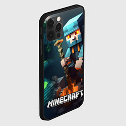 Чехол для iPhone 12 Pro Max Minecraft персонаж у костра, цвет: 3D-черный — фото 2