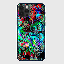 Чехол для iPhone 12 Pro Max Слоники в орнаменте, цвет: 3D-черный