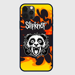 Чехол для iPhone 12 Pro Max Slipknot рок панда и огонь, цвет: 3D-черный