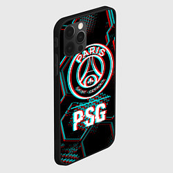 Чехол для iPhone 12 Pro Max PSG FC в стиле glitch на темном фоне, цвет: 3D-черный — фото 2