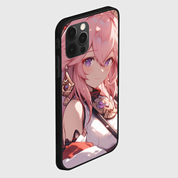 Чехол для iPhone 12 Pro Max Genshin Impact Яэ Miko smile, цвет: 3D-черный — фото 2