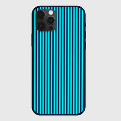 Чехол для iPhone 12 Pro Max Яркий голубой в полоску, цвет: 3D-черный