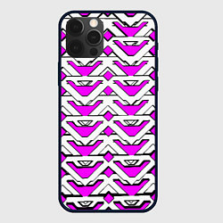 Чехол для iPhone 12 Pro Max Бело-розовый узор, цвет: 3D-черный