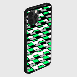 Чехол для iPhone 12 Pro Max Зелёные четырёхугольники на белом фоне, цвет: 3D-черный — фото 2
