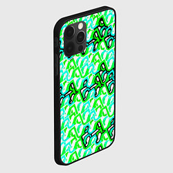 Чехол для iPhone 12 Pro Max Зелёный узор и бело-чёрная обводка, цвет: 3D-черный — фото 2
