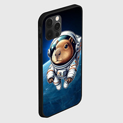Чехол для iPhone 12 Pro Max Кроха капибара в космическом скафандре, цвет: 3D-черный — фото 2