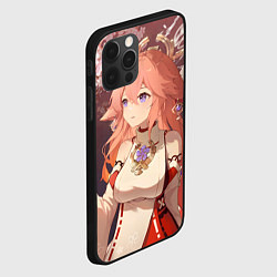 Чехол для iPhone 12 Pro Max Genshin Impact Яэ Miko smile kitsune, цвет: 3D-черный — фото 2