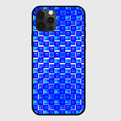 Чехол для iPhone 12 Pro Max Синие квадраты на белом фоне, цвет: 3D-черный