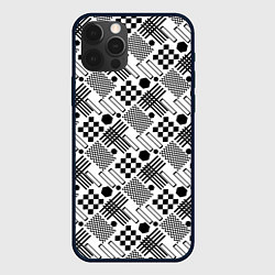 Чехол для iPhone 12 Pro Max Современный черно белый геометрический узор, цвет: 3D-черный