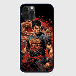 Чехол для iPhone 12 Pro Max Муай-Тай боец с драконом, цвет: 3D-черный