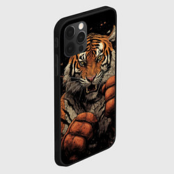 Чехол для iPhone 12 Pro Max Муай-Тай тигр в стойке боевые искусства, цвет: 3D-черный — фото 2