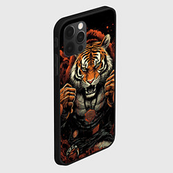 Чехол для iPhone 12 Pro Max Муай- Тай тигр в стойке боевые искусства, цвет: 3D-черный — фото 2