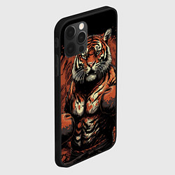Чехол для iPhone 12 Pro Max Муай-Тай боевой тигр в перчатках, цвет: 3D-черный — фото 2