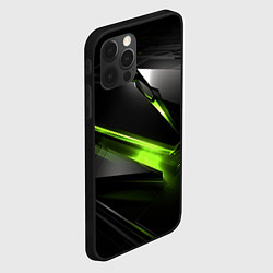 Чехол для iPhone 12 Pro Max Зеленая абстрактная конструкция в стиле nvidia, цвет: 3D-черный — фото 2