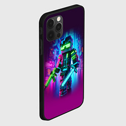 Чехол для iPhone 12 Pro Max Cyberpunk and Minecraft - collaboration ai art, цвет: 3D-черный — фото 2