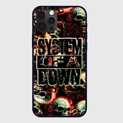Чехол для iPhone 12 Pro Max System of a Down на фоне черепов, цвет: 3D-черный