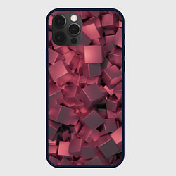 Чехол для iPhone 12 Pro Max Кубики металлические красные, цвет: 3D-черный