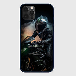 Чехол для iPhone 12 Pro Max Мотоциклист на мотоцикле, цвет: 3D-черный