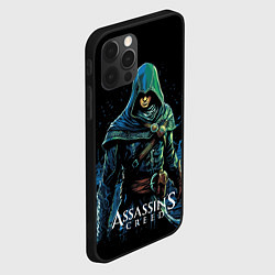 Чехол для iPhone 12 Pro Max Assassins creed персонаж нарисован на черном, цвет: 3D-черный — фото 2