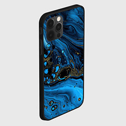 Чехол для iPhone 12 Pro Max Черные и синие сияющие волны, цвет: 3D-черный — фото 2