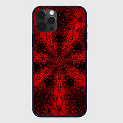 Чехол для iPhone 12 Pro Max Мандала абстрактная красно-чёрный, цвет: 3D-черный