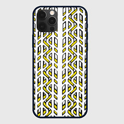 Чехол для iPhone 12 Pro Max Жёлто-белый паттерн конструкция, цвет: 3D-черный