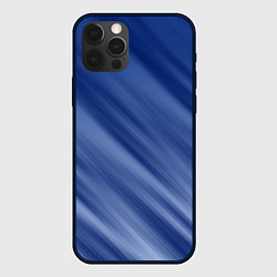 Чехол для iPhone 12 Pro Max Белые полосы на синем фоне, цвет: 3D-черный