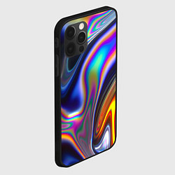 Чехол для iPhone 12 Pro Max Абстрактный разноцветный жидкий металл, цвет: 3D-черный — фото 2