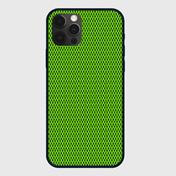Чехол для iPhone 12 Pro Max Кислотный зелёный имитация сетки, цвет: 3D-черный