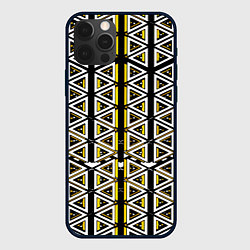 Чехол для iPhone 12 Pro Max Жёлто-белые треугольники на чёрном фоне, цвет: 3D-черный