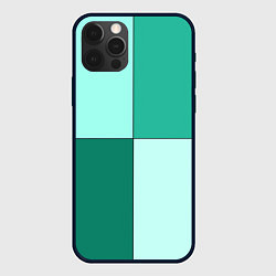 Чехол для iPhone 12 Pro Max Геометричный зелёный и мятный, цвет: 3D-черный