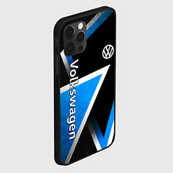 Чехол для iPhone 12 Pro Max Volkswagen - бело-синий треугольник, цвет: 3D-черный — фото 2